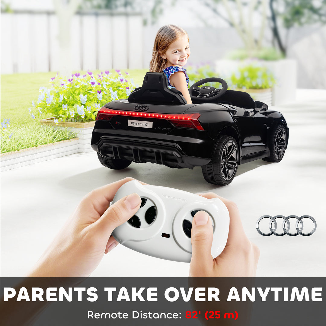 Audi Licensed 12V Kids Electric Ride-On, with Remote Control, Suspension System, Lights, Music, Motor - Black