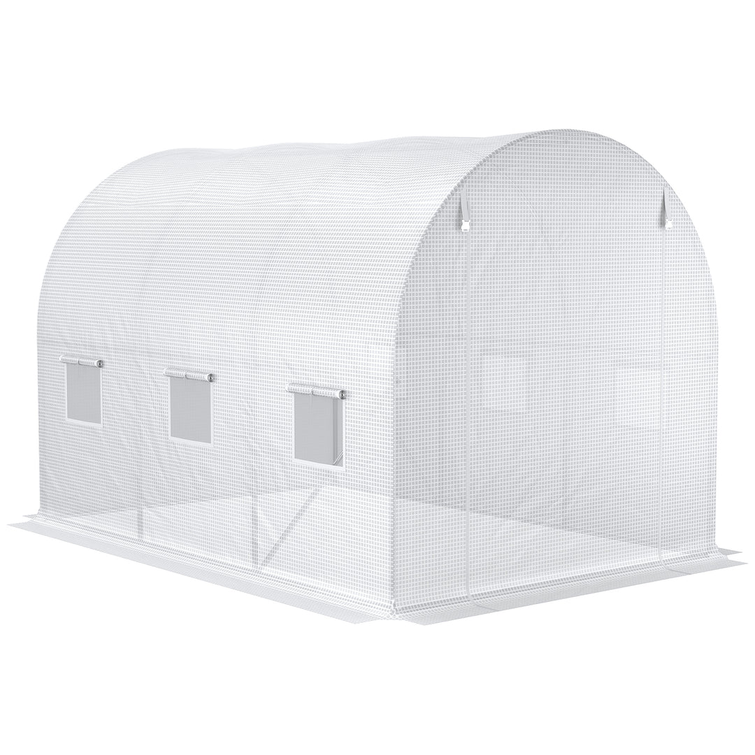 MCL 3 x 2 x 2m Polytunnel Greenhouse Replacement Cover ONLY Winter Garden Plant PE Cover for Tunnel Walk-in Greenhouse with Roll-up Windows Door Outdoor, White