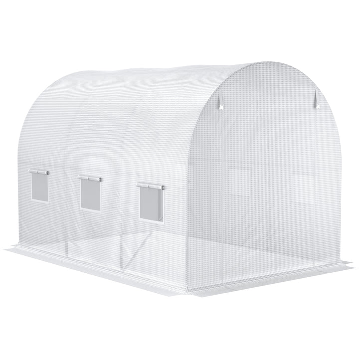 MCL 3 x 2 x 2m Polytunnel Greenhouse Replacement Cover ONLY Winter Garden Plant PE Cover for Tunnel Walk-in Greenhouse with Roll-up Windows Door Outdoor, White