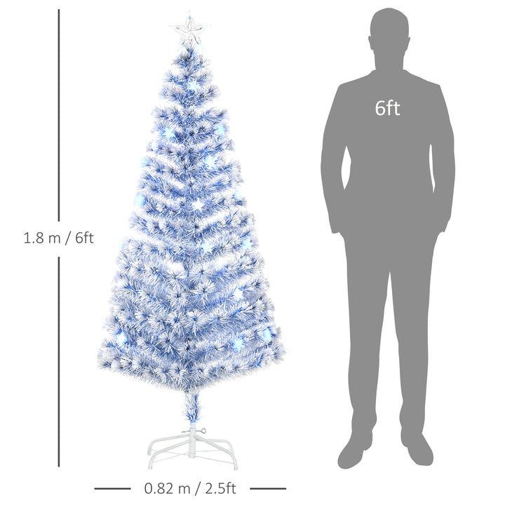 6FT Artificial Fibre Optic Christmas Tree Seasonal Decoration w/ LED Lights Pre-Lit Easy Store White Blue