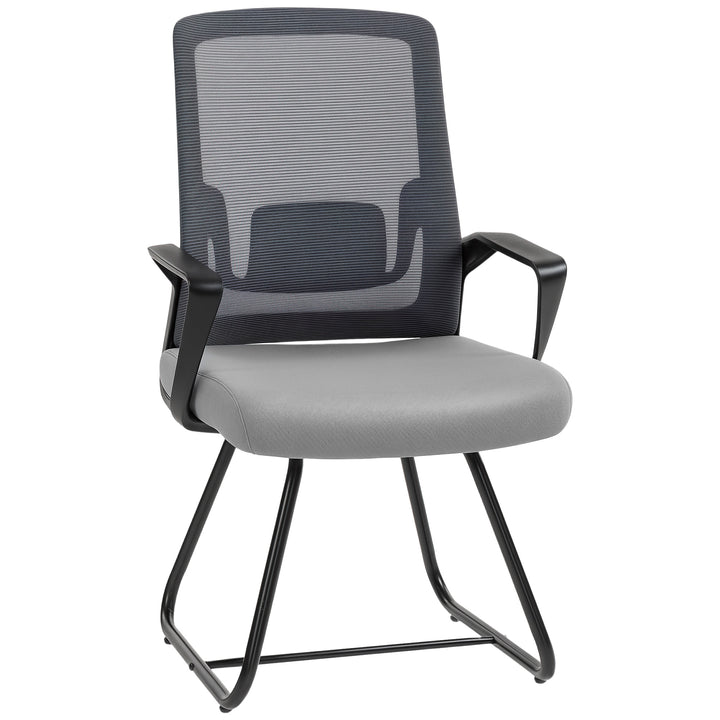 MCL Desk Chair No Wheels, Office Chair with Mesh Back, Lumbar Support, Metal Base for Waiting Room, Conference Room, Dark Grey