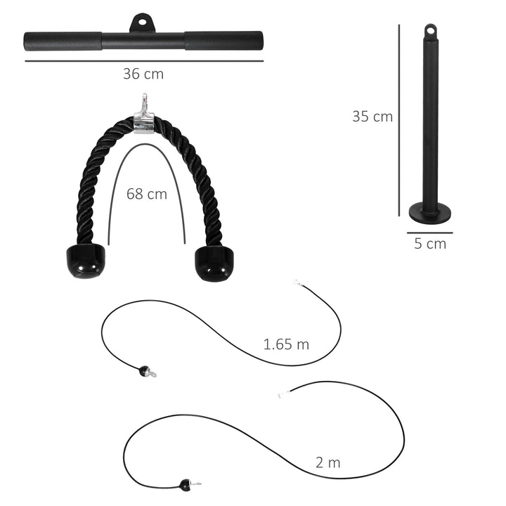 SPORTNOW Cable Machine Pulley System, Lat Pull Down System with DIY Loading Weight for Home Gym Biceps Tricep Arm Shoulder Back Training | Aosom UK