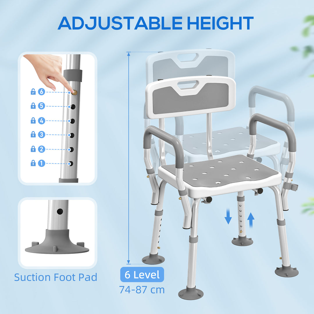 EVA Padded Shower Chair for the Elderly and Disabled, Height Adjustabl
