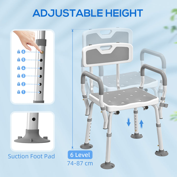 EVA Padded Shower Chair for the Elderly and Disabled, Height Adjustabl