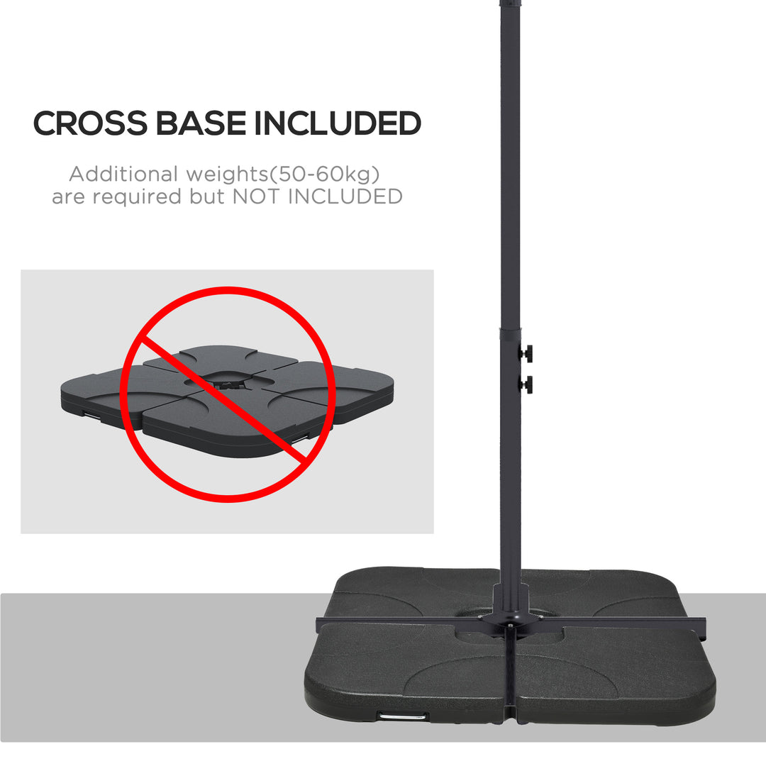 3m Cantilever Overhanging Parasol, with Cross Base - Black