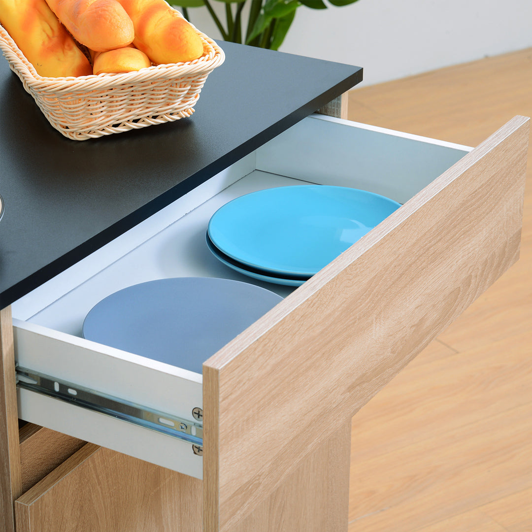 MCL Kitchen Storage Trolley Cart Cupboard Rolling Island Shelves Cabinet With Door and Drawer Locking Wheels