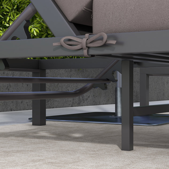 Three-Piece Aluminium Lounger Set, with Reclining Backs