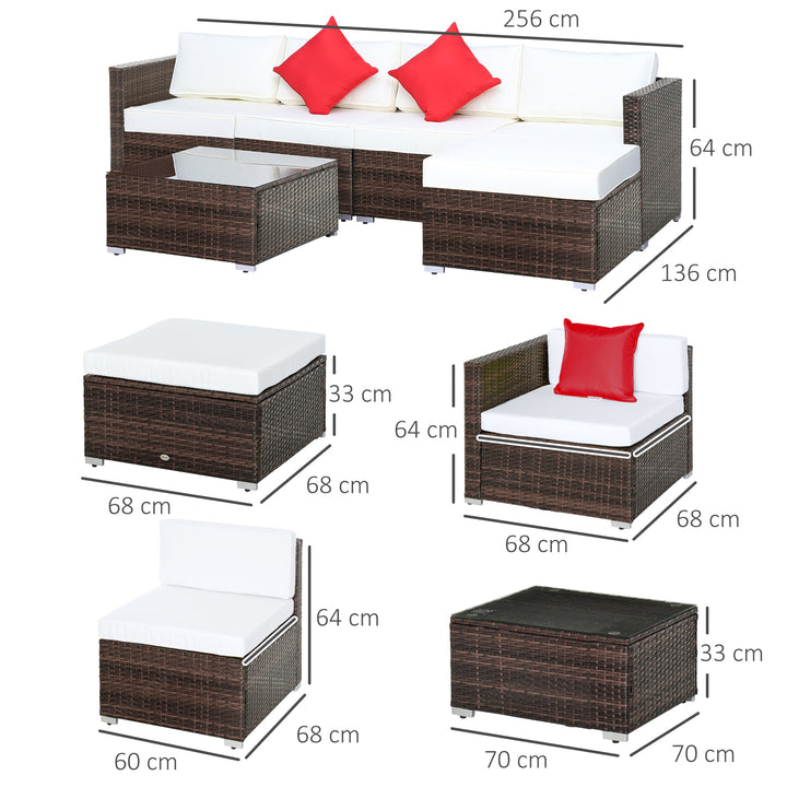 Outsunny 5-Seater Rattan Furniture Set- Brown/Milk White | Aosom UK