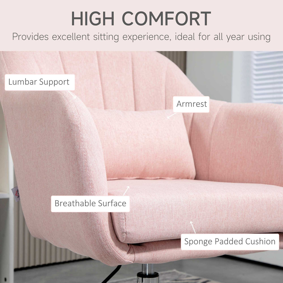 Arm Chairs Accent Chair for Living Room HOMCOM Contemporary Vanity Armchair with Adjustable Height Thick Cushion, Pink | Aosom UK