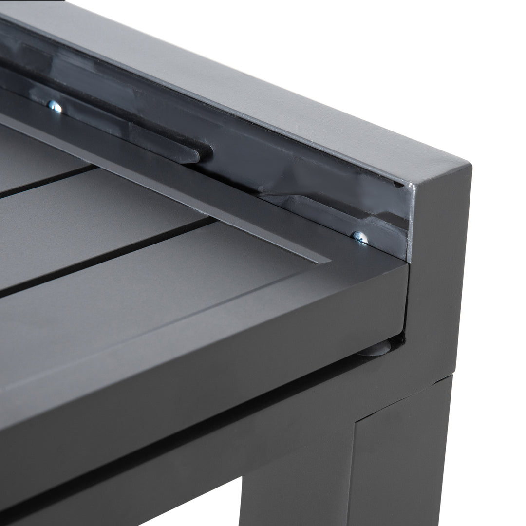 MCL Extendable Garden Table 135-270cm x 90cm x 75cm, 10 Seater Outdoor Dining Table with Aluminium Frame for Lawn, Balcony and Backyard, Grey