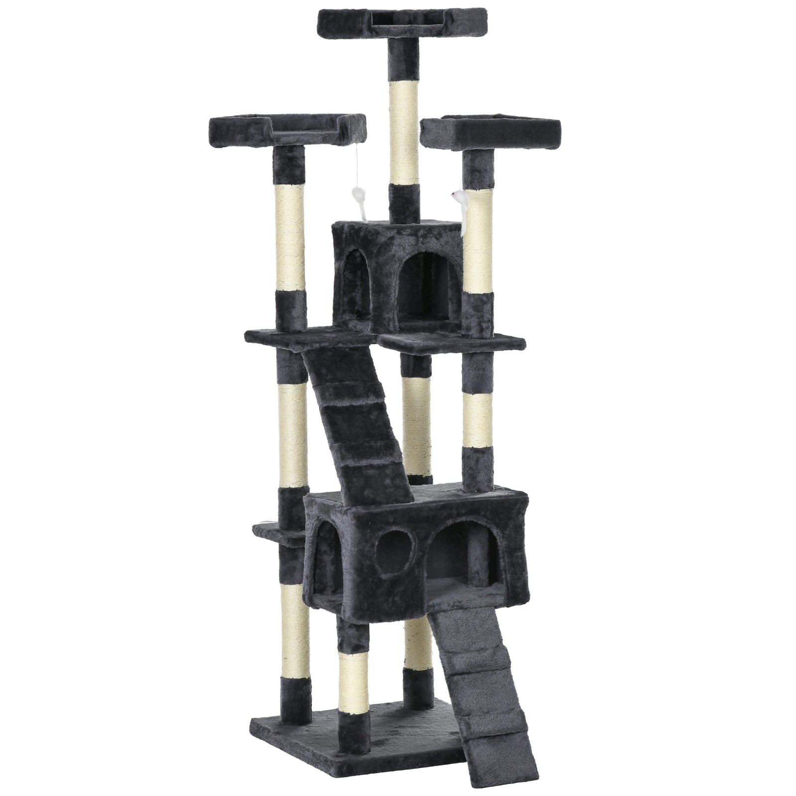 173cm Cat Tree Scratching House, Activity Play Centre, Charcoal Grey
