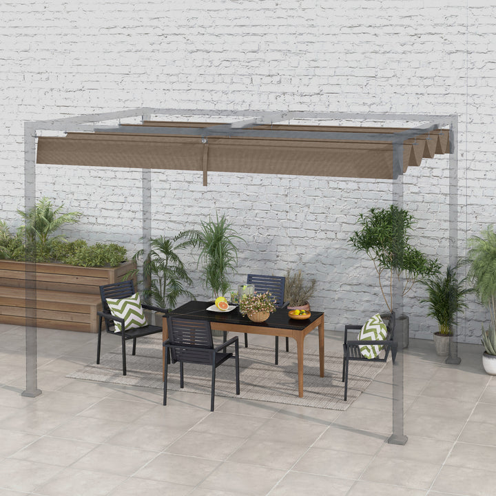 Outsunny Pergola Roof, Retractable Sun Shade Cover for 2.85 x 2m Pergola, UV30+ Protected, Coffee