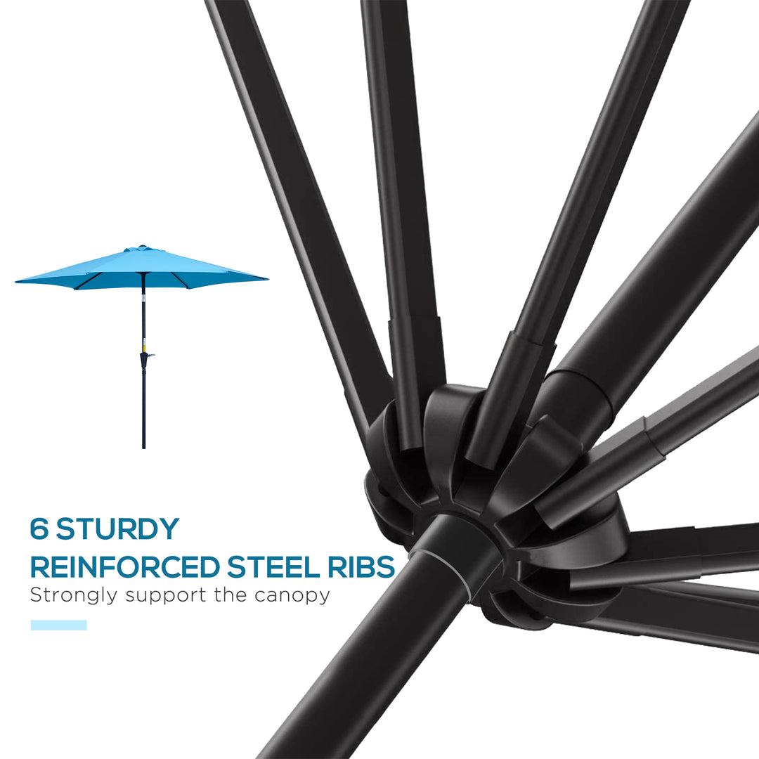 2.6M Garden Parasol Umbrella with Tilt and Crank, Outdoor Sun Parasol Sunshade Shelter with Aluminium Frame, Blue