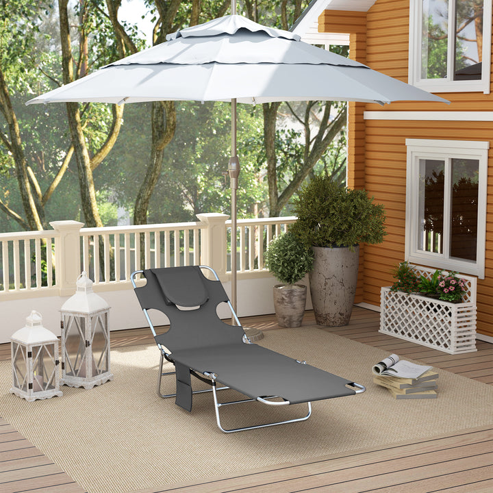 Reclining Face Hole Sun Lounger - Dark Grey
