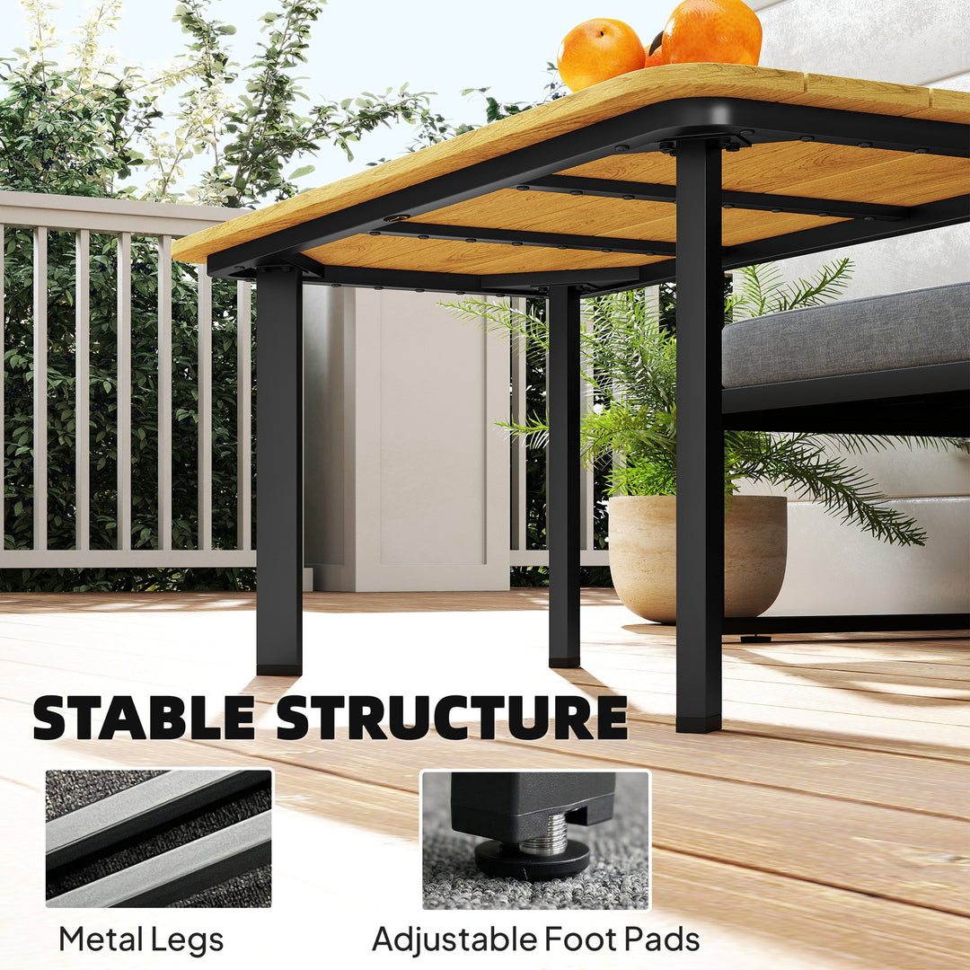 Outdoor Garden Coffee Table, Garden Table with Slatted Wood Plastic Co