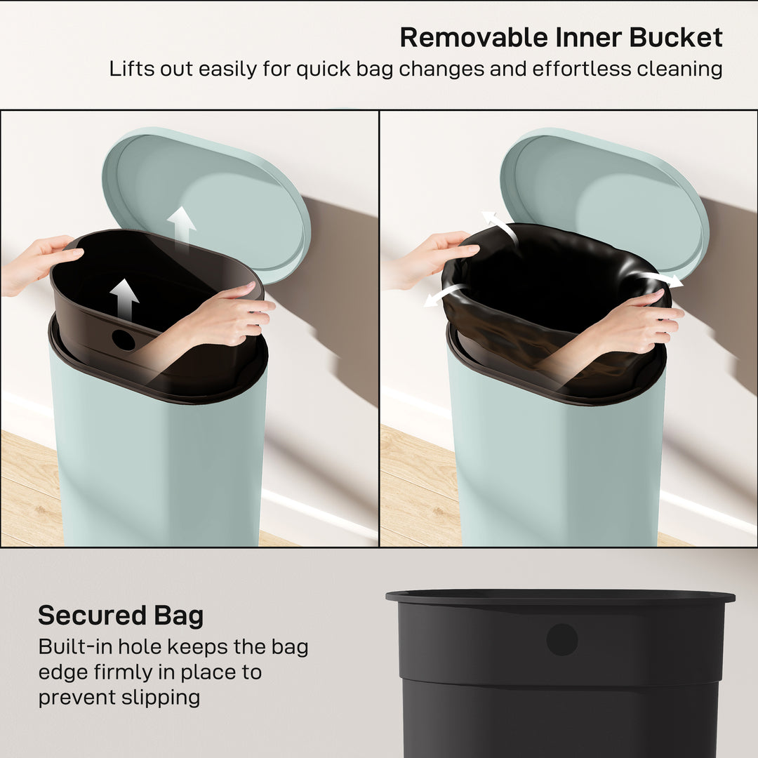 30 L Modern Curved Kitchen Bin - Green