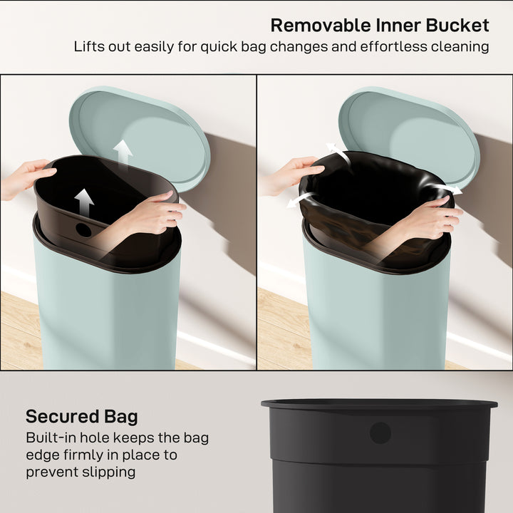 30 L Modern Curved Kitchen Bin - Green