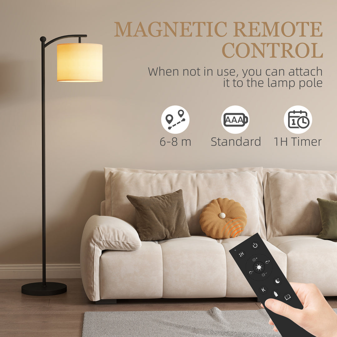 LED Floor Lamp, Stepless Dimmable Reading Standing Lamp with Magnetic Remote Control and 11 Colours Temperature & 11 Brightness Levels, 60 Min Timer for Living Room, Bedroom, Office, Black