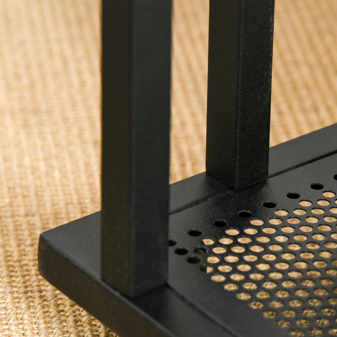 MCL C Shaped Side Table with Wheels, Mobile End Table, Laptop Stand with Metal Frame and Storage Shelf, Rustic Brown