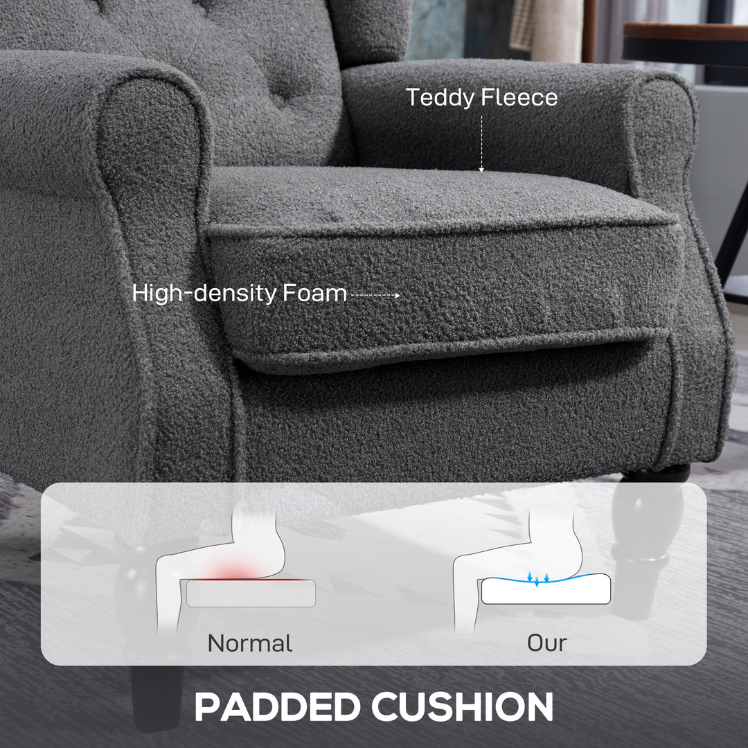 Teddy Fleece Retro Wingback Chair - Grey