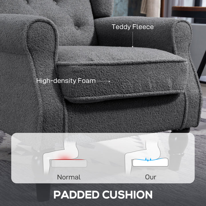 Teddy Fleece Retro Wingback Chair - Grey
