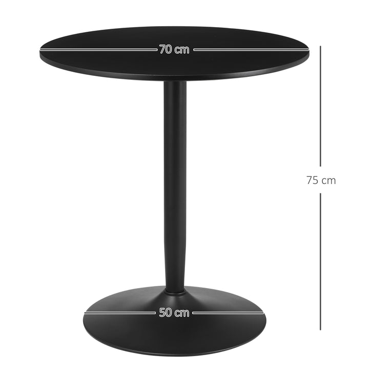 HOMCOM Round Dining Table with Steel Base, Non-slip Foot Pad, Compact Size Modern Dining Table for Kitchen, Dining Room, Black | Aosom UK