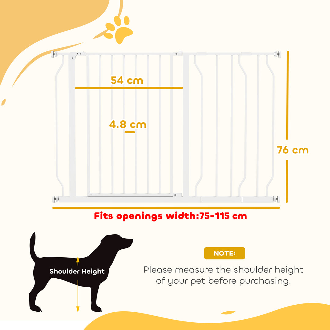 Wide Dog Safety Gate, with Door Pressure, for Doorways, Hallways, Staircases - White