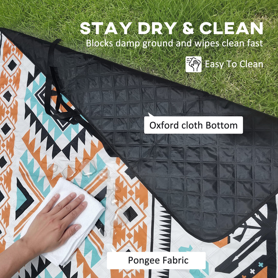 Picnic Blanket, 200x200CM Large Beach Blanket Outdoor Picnic Mat with 