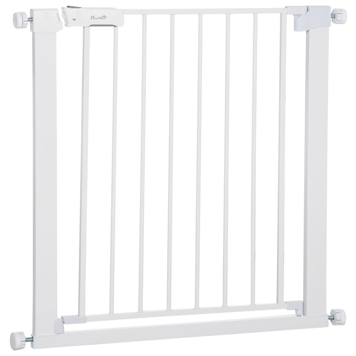 PawHut Adjustable Safety Pet Gate, Dog Barrier, Home Fence, Room Divider, Stair Guard, Easy Mount, White, 76H x 75-82W cm | Aosom UK