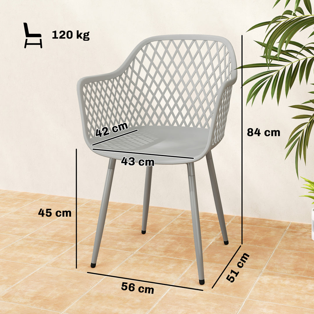 Garden Chairs Set of 4, Garden Dining Chairs with Cut Out Diamond Back