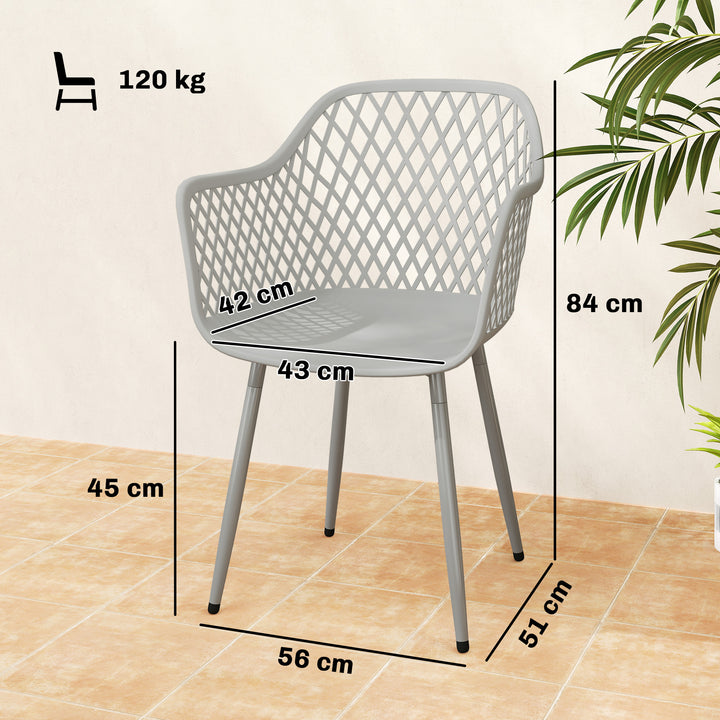 Garden Chairs Set of 4, Garden Dining Chairs with Cut Out Diamond Back