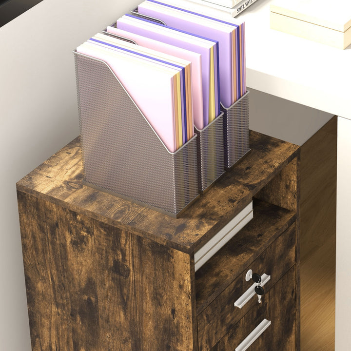 Lockable Two-Drawer Filing Cabinet, with Wheels - Wood-Effect
