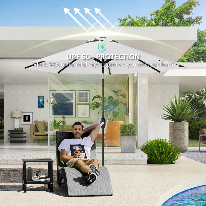 3 m Replacement Parasol Canopy with Top Vent, UPF 50+ Garden Parasol Replacement Canopy, 8 Rib Parasol Cover Replacement Fits Various Frames, Cream
