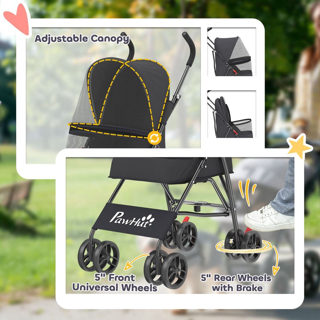 Dog Stroller, Foldable Cat Dog Pram for Miniature Breeds, Pet Stroller