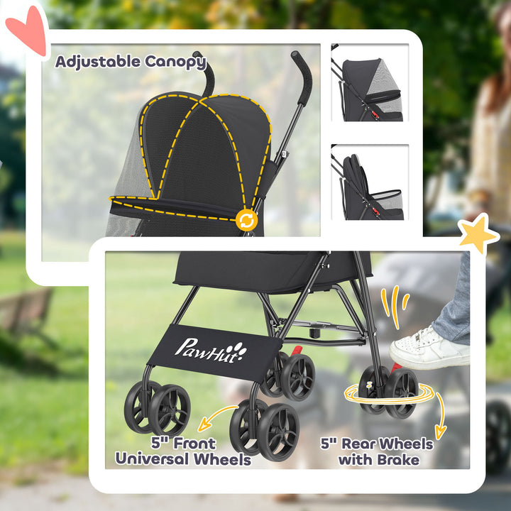 Dog Stroller, Foldable Cat Dog Pram for Miniature Breeds, Pet Stroller