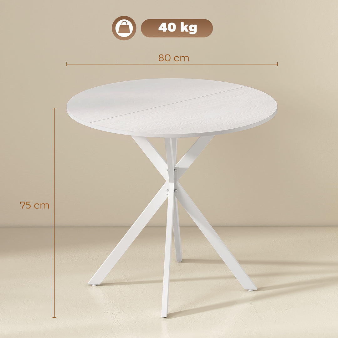 80cm Industrial Round Dining Table - White