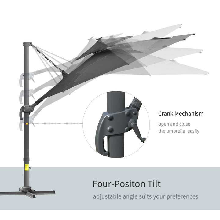 MCL 3m Cantilever Parasol w/ Solar Lights Power Bank Base 360° Spin Dark Grey