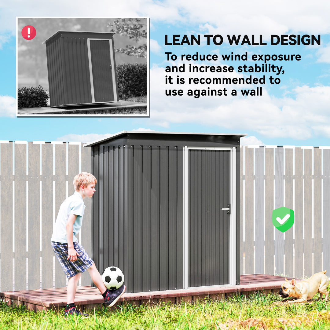 Outsunny 5x3 Storage Shed with Sliding Door and Sloped Roof for Garden, Light Grey