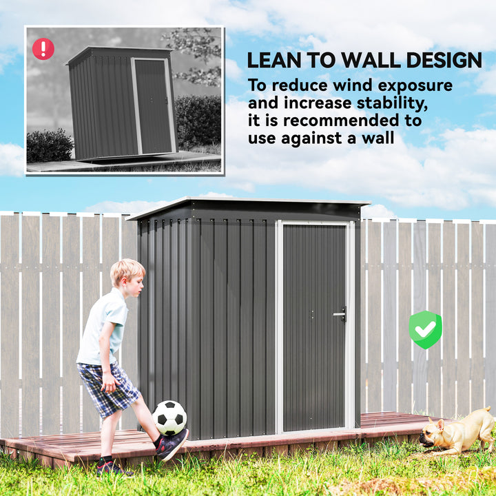 Outsunny 5x3 Storage Shed with Sliding Door and Sloped Roof for Garden, Light Grey