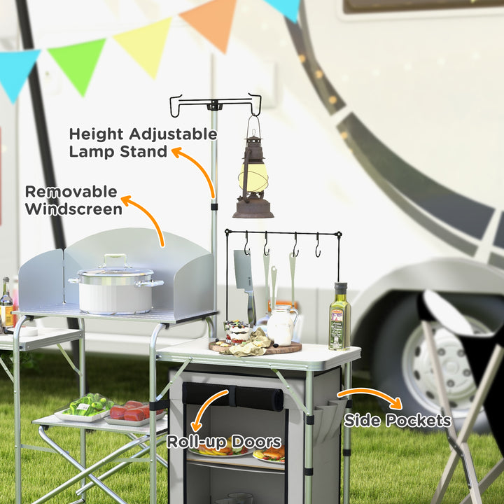 Multi-Feature Folding Camping Kitchen, with Wind Shield