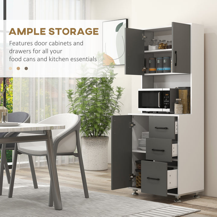 MCL Modern Kitchen Cupboard with Storage Cabinets, 3 Drawers and Open Countertop for Living Room, Grey