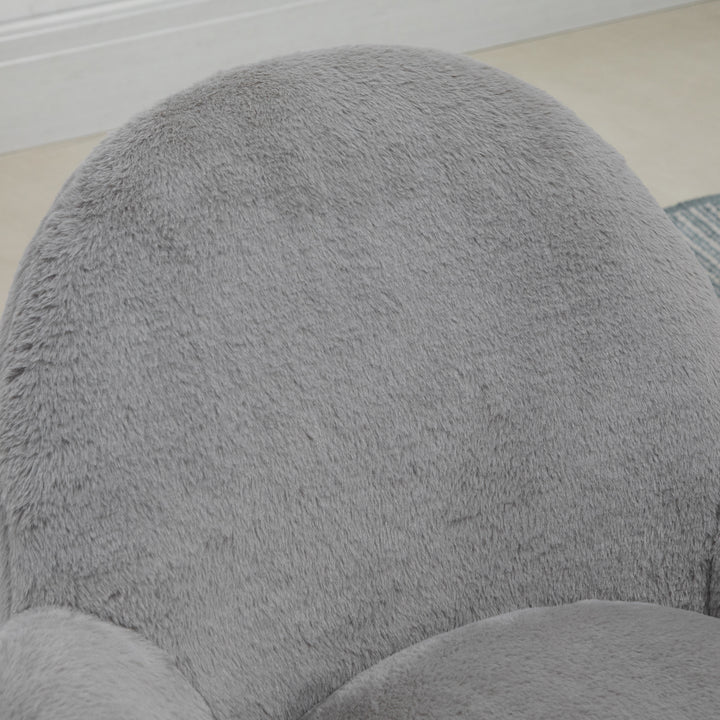 Makeup Vanity Chair, Cute Fluffy Desk Chair with Rolling Wheels for Bedroom Living Room, Grey