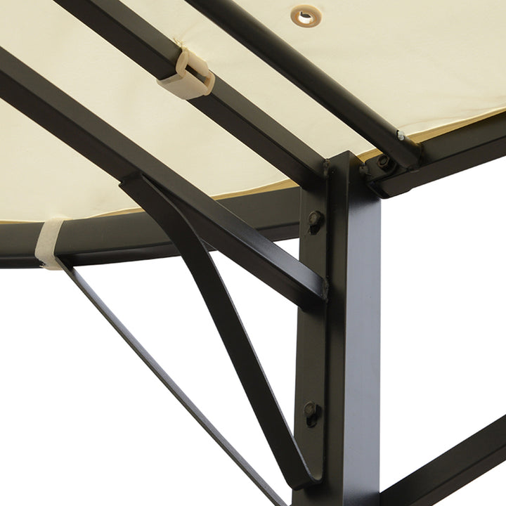 MCL 3 x 2.5m Patio Metal Gazebo Door Window Awning Wall Mount Canopy Outdoor Sunshade with Extended Shelter Cream White