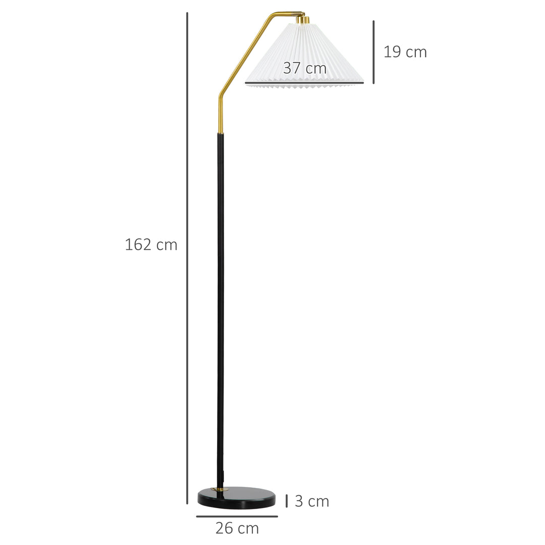 HOMCOM Floor Lamps for Living Room Bedroom with Adjustable Pleated Lampshade, Modern Standing Lamp, 55x37x162cm, White