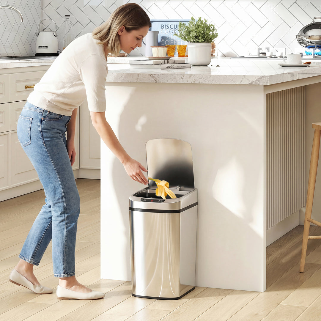 12L Sensor Bin, Automatic Touchless Motion Sensor Kitchen Bin with Fingerprint Resistant Stainless Steel