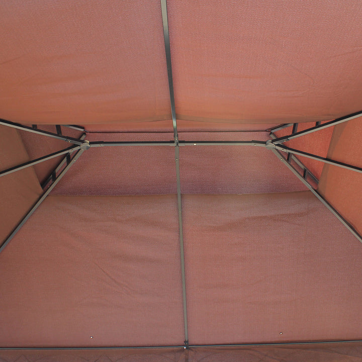 3 x 4m Garden Gazebo, Double Roof Marquee Canopy Shelter with Sidewalls, Solid Steel Frame for Garden, Lawn, Backyard and Deck