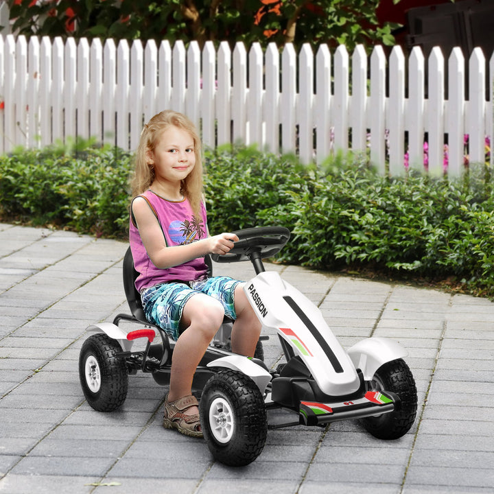 HOMCOM Children's Pedal Go Kart, Kids Ride On Car Racer with Adjustable Seat, Inflatable Tyres, Handbrake, Ages 5