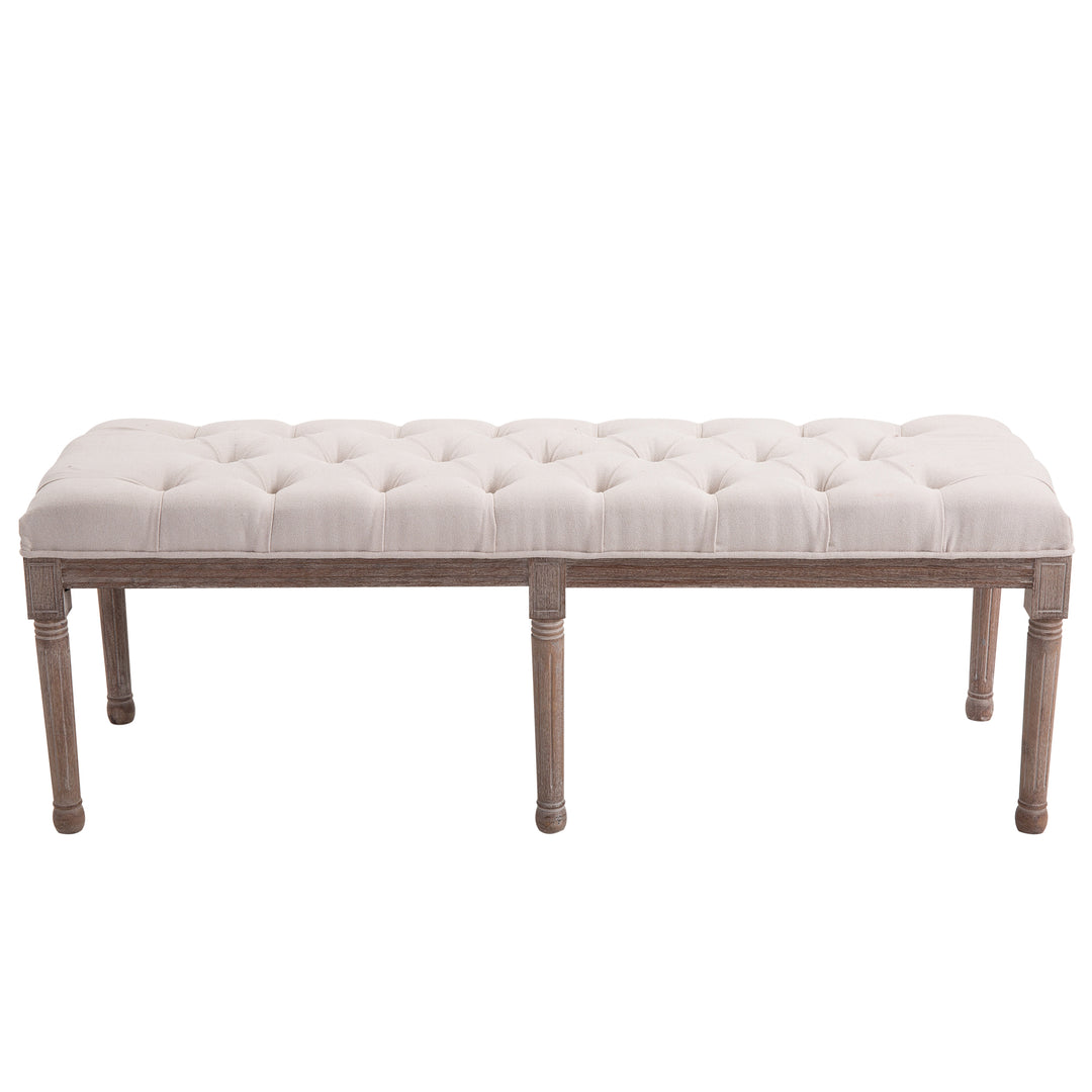 HOMCOM Chaise Lounge Sofa Bench, Chic Button Tufted, Fabric Cover, Wooden Legs, Padded Seat for Hallway, Bedroom, Beige | Aosom UK