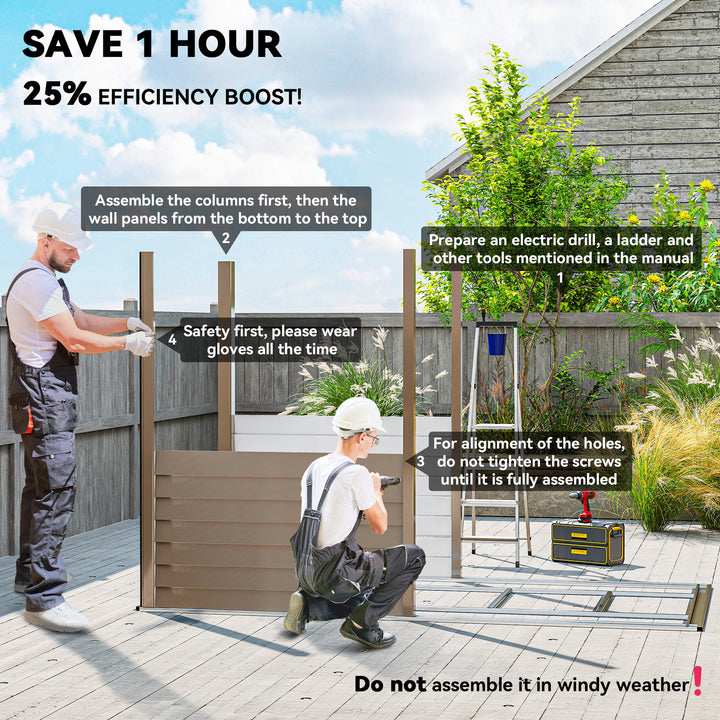 5 x 9ft Galvanised Metal Garden Shed with Foundation Kit, Outdoor Lean-to Shed, Tool Storage House with Lockable Doors, Gloves and 2 Air Vents for Patio, Garden, Brown