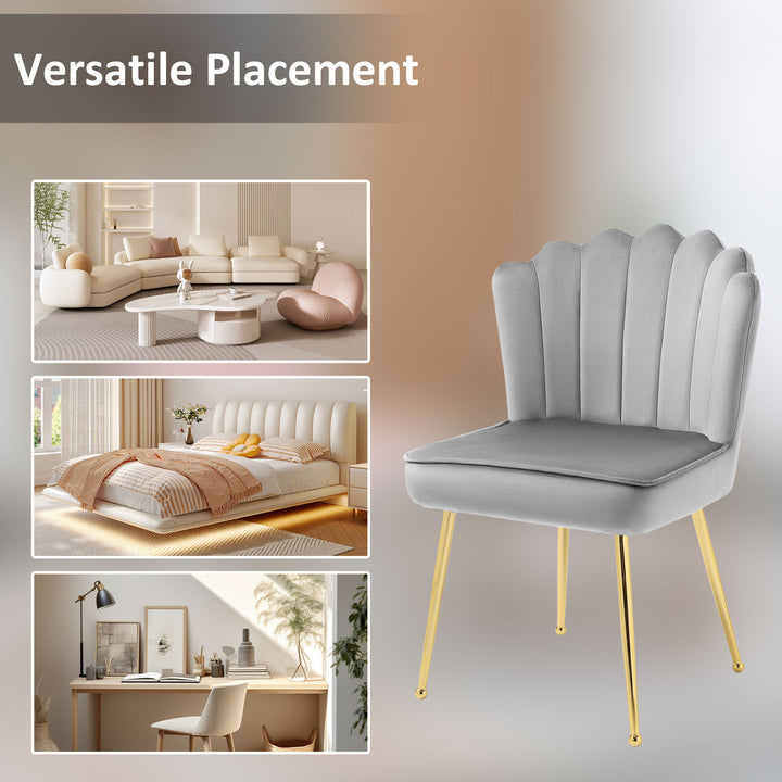 Velvet-Feel Shell Accent Chair - Grey